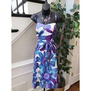 New Direction Tank Dress Womens Size 18 White Floral Spaghetti Strap Back Zip - Picture 1 of 13