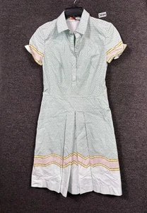 Tory Burch Emmy Green Printed Cotton Short Sleeve Pleated Shirt Dress Size 4 - Picture 1 of 6