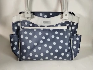 Carters City Tote Large Diaper Bag Gray Cream Polka Dots with Changing Pad - Picture 1 of 23