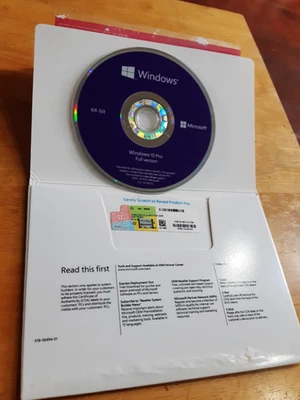 Windows 10 Pro 64bit English Full version Factory sealed New  DVD Pack - Image 1 of 3