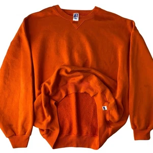 Vintage Russell Athletic Crewneck Sweatshirt Boxy Men XXL Orange Blank Distressed - Bild 1 von 11
