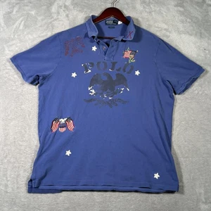 Ralph Lauren Polo Shirt Mens XL Blue Classic Fit Flag Eagle USA Dry Goods *FLAW - Picture 1 of 9