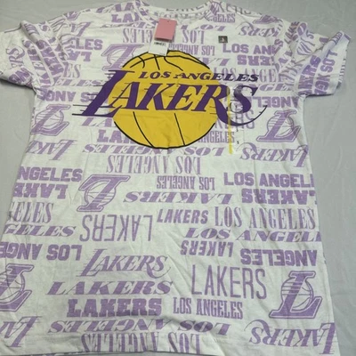 NBA Women's T shirt Oversized Short Sleeve Graphic Lakers Size Small NWT - Image 1 of 4