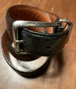 Vintage COACH black leather belt 5901  30”Waist Full Grain Cowhide Silver 1”W - Picture 1 of 5