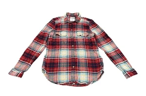 American Eagle Womens Button Up Flannel Shirt Plaid Red Size Large Soft Slim Fit - Picture 1 of 6