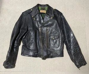 Vintage 1940s Hercules Leather Jacket Double Rider Jacket Mens Size M Very Rare - Picture 1 of 10