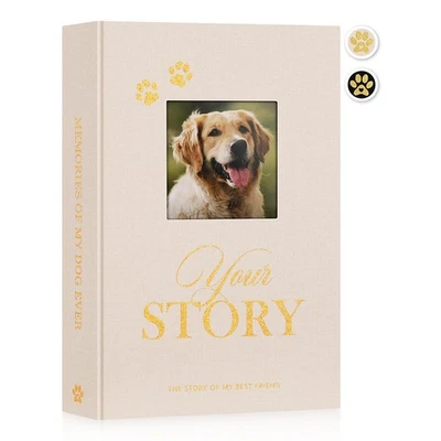 Álbum de fotos fofo filhote 4X6 300 bolsos, capa de linho comporta 300 horizontais 4 X 6 P - Imagem 1 de 4