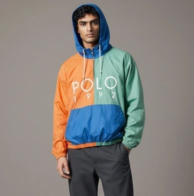 Polo Ralph Lauren 1992 Colorblock Windbreaker Jacket XL Vintage Nylon Sweatshirt - Image 1 of 4