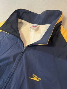 Cortavientos Speedo vintage para hombre XXL ventilado trasero azul/amarillo forrado cremallera completa - Imagen 1 de 8