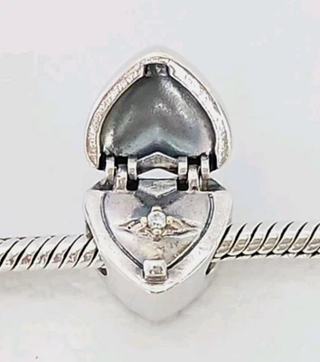 Genuine Pandora Bracelet Charm - Silver & 14k Gold Gift from The Heart S925 ALE  - Image 1 of 4