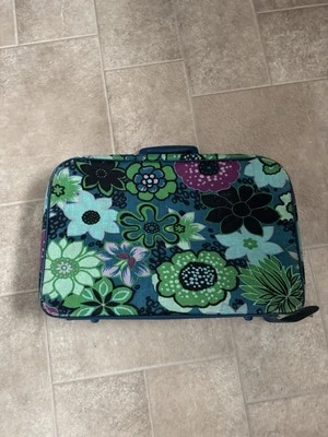 Mala de flores verde azul vintage Japão - Imagem 1 de 4