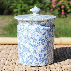 Ancien petit pot à couvercle / Creil et Montereau B & Cie / Semis de fleurs - Imagen 1 de 7