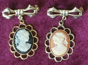 Broche Prendedores Clásicos Camafeo, LOTE DE 2, Hermosos Pinbacks Joyería, NUEVO Melocotón Verde - Imagen 1 de 5