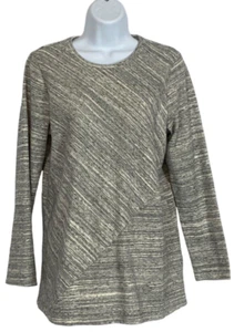Pure J. Jill Tunic Top Womens Size Medium M Gray Marled Crew Neck Cotton Shirt - Picture 1 of 8