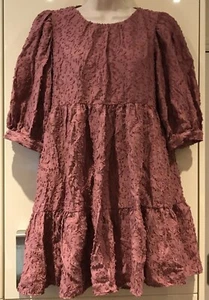 Zara Dusky Pink Dress Lined 3/4 Sleeved Size Small Armpit to Armpit 45 cm - Picture 1 of 9