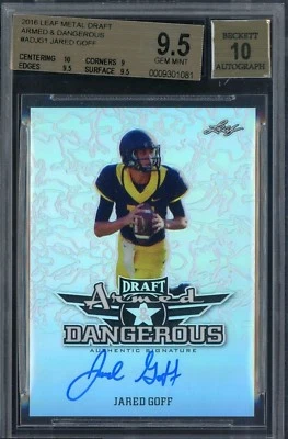 2016 Jared Goff  Leaf Metal Draft Armed & Dangerous RC AUTO BGS 9.5 w/ 10  Rams - Image 1 of 2