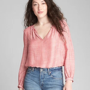 New! Gap women's red stripe split neck blouse - XS - top shirt white nautical - Picture 1 of 7