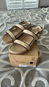 Matisse Women’s 8Medium Sandals Light Years Beige Black Pipping India Slingback - Picture 1 of 4