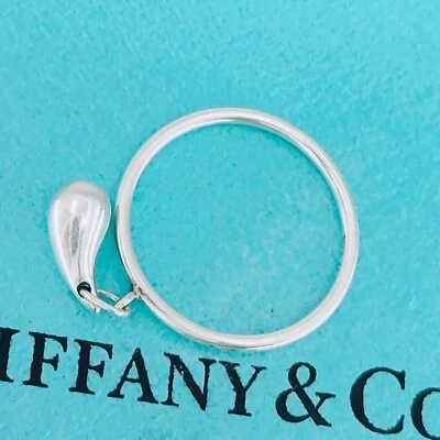 Tiffany & Co. Tear Drop Dangle Ring Size US 4.75 Elsa Peretti Sterling Silver925 - Image 1 of 4
