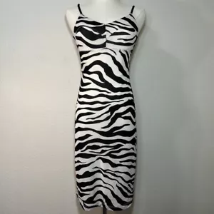 2000s Guess Mesh Zebra Print Mini Y2k Bodycon Dress Small - Picture 1 of 11