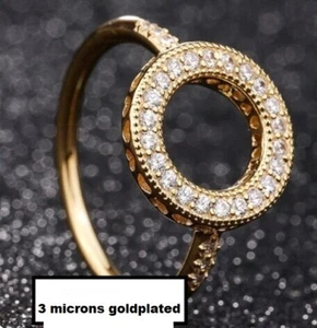Anillo Halo Circle Brilla con Circonita cúbica Plata de Ley Chapado en Oro 18K Chs Talla 50 52 - Imagen 1 de 1