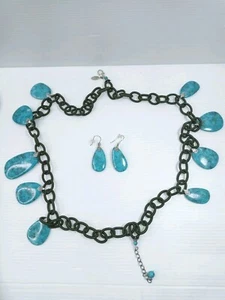 Amy Kahn Russell Turquoise Necklace & Matching Earrings - Picture 1 of 11