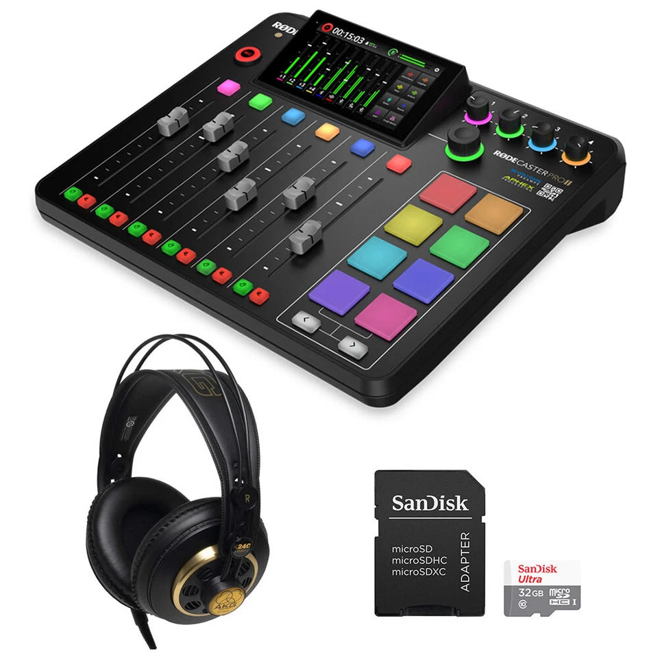 RØDECaster Pro II Audio Studio w/ AKG K240 Headphone & 32GB Memory Card - Image 1 of 4