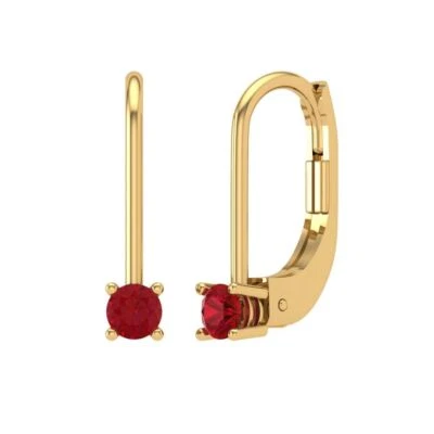 Simulated Ruby Stud Earrings for Women, Lever Back (0.2 cttw, 3.0mm, Round-Cut) - Image 1 of 4