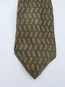 Corbata de seda Etienne Aigner verde 3 cuadrados patrón geométrico repetitivo para hombre - nueva sin etiquetas - Imagen 1 de 4