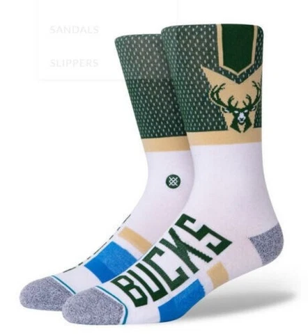 NWT Stance Milwaukee Bucks NBA Shortcut 2 Infiknit Casual Crew Socks S Green Cover