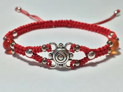Pulsera Shamballa Ajustable Trenzada Roja Delicada Unisex Moda - Cornalina Foto 1 de 3
