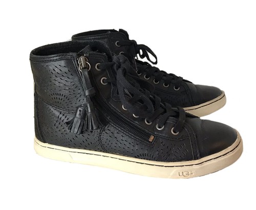 SNEAKERS HI TOP UGG BLANEY NERE TRAFORATE IN PELLE ALGHE NAPPE Taglia UK 5