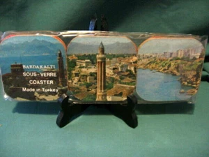 SET/6 Vintage Foto Untersetzer Türkei "Sous-Verre" OVP Türkisch - Bild 1 von 6