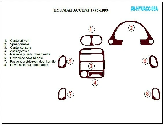 КОМПЛЕКТ ОТДЕЛКИ ПРИБОРНОЙ ПАНЕЛИ АВТОМОБИЛЯ HYUNDAI ACCENT FIT 1995 96 97 98 99 RHD LHD АЛЮМИНИЙ ИЗ УГЛЕРОДНОГО ДЕРЕВА - Изображение 1 из 4