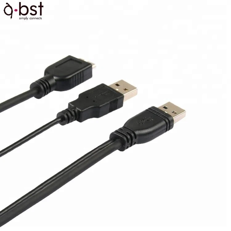 Usb 3.0 Male To Type A Micro B Male Dual Power Y spliter Cable Extension Wire   - Image 1 of 4