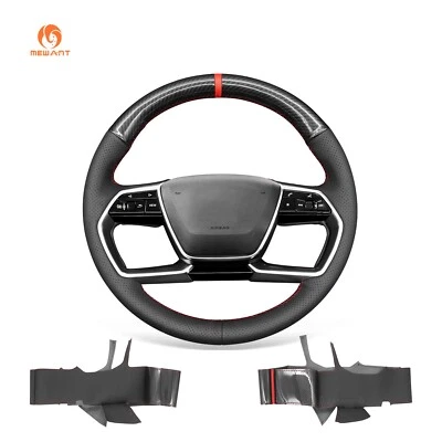 PU Carbon Fiber Leather Steering Wheel Wrap for Audi A3 2022 A4 Allroad A4 A5 Foto 1 de 4
