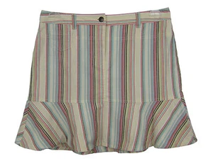 Ann Taylor LOFT Women Size 8 Petite Yellow Trumpet Skirt Blue Pink Stripe Zip - Picture 1 of 9