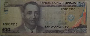 Philippines 2011 100 Piso Note ES 058305 - Picture 1 of 2
