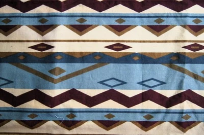 3/4 Yard Blue Brown Beige Stripe Western Cotton Quilting Fabric 29" X 44" - Image 1 of 2