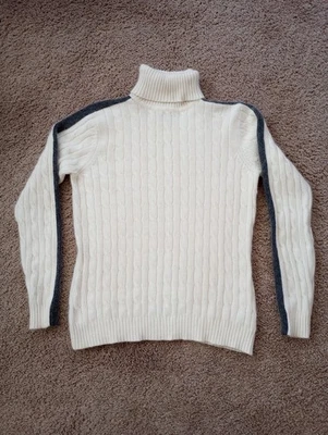 Suéter para mujer Eddie Bauer Cable cuello alto crema talla M algodón angora 38" busto Foto 1 de 4