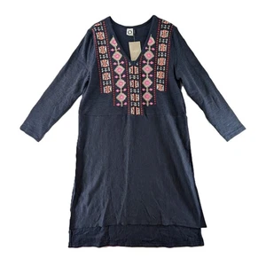 Anthropologie Akemi + Kin Tunika Top Damen Größe L Navy Strick Stickerei NEU Neu mit Etikett - Bild 1 von 10