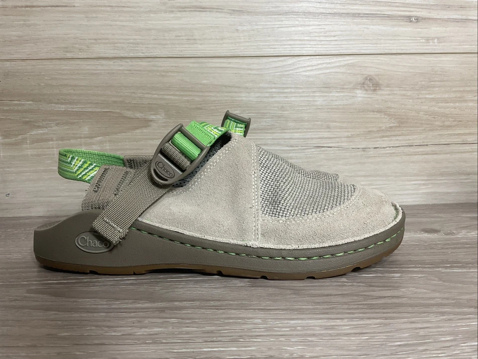Zapatos Zueco Chaco Toecoop Vibram Piedra Clara Gamuza Talla 8 Correas Verdes Foto 1 de 4