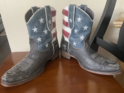 Botas de Vaquero Roper Para Mujer Patriótica Bandera Americana Western Sin Cordones Talla 8 Foto 1 de 4