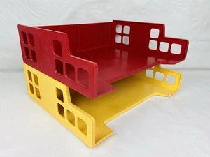 Organizador de escritorio retro MCM acrílico vintage con bandeja de nivel sistema de archivo de papel de exhibición - Imagen 1 de 9