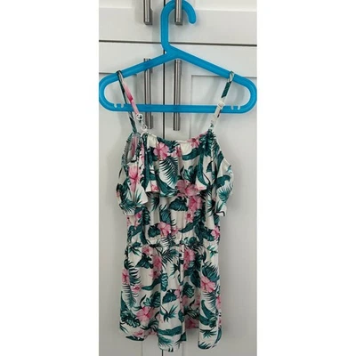 CKIDS Tropical Romper - Ruffle Trim, Spaghetti Straps - Size M (10/12) - Image 1 of 3