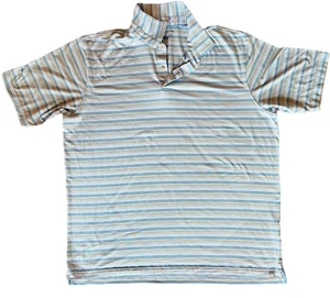 Peter Millar Seaside Polo Golf Shirt Men’s Large XL Blue Striped Stretch Golf - Picture 1 of 7