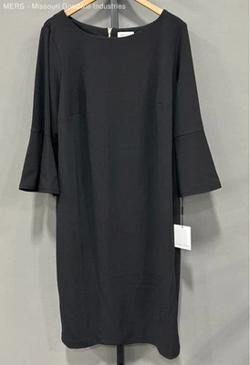 Vestido Vaina Calvin Klein Mujer Negro Sólido Manga Acampanada Talla 18W Estilo Elegante Foto 1 de 4