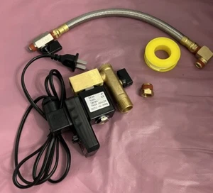 Electronic Drain Valve and Tank Drain Valve Assembly Kit with Braided Steel Hose - Picture 1 of 9