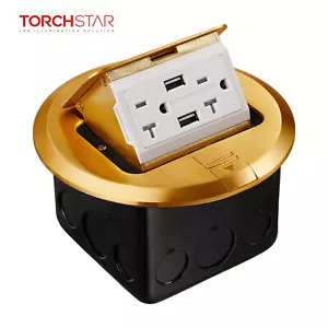 Scatola presa elettrica pop-up con prese rotonde 2AC e 2 porte USB, elencata UL - Foto 1 di 7