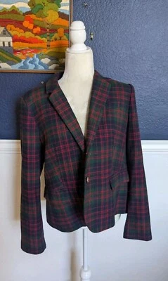 J. Escolar Escolar Estampado Crew Cuadros Tartán Vacaciones Mezcla de Lana Talla 14 Grande L Foto 1 de 4